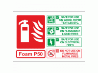 Foam P50 fire extinguisher sign