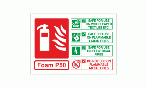 Foam P50 fire extinguisher sign