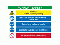 Forklift safety sign