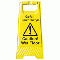 Gofal! Llawr Gwlyb - Caution! Wet Floor A-Board - Welsh English Sign