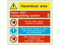 Halon 1301 Extinguishing System Sign