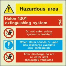 Halon 1301 Extinguishing System Sign