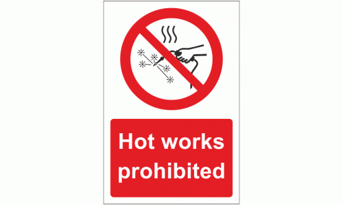Hot works prohibited sign