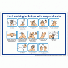 Hand Washing Technique with Soap and Water Sign