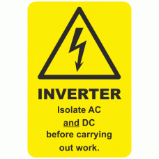 Inverter Isolate AC and DC before carrying out work sign