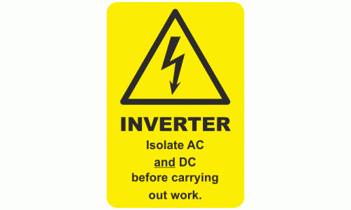 Inverter Isolate AC and DC before carrying out work sign
