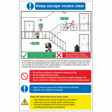 Keep escape rourtes clear for flats sign