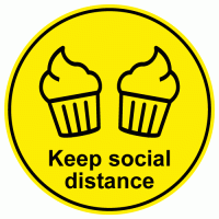 Keep social distance cupcake floor sticker