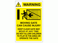 Warning Moving gate can cause injury ...