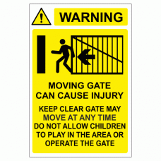 Warning Moving gate can cause injury sign
