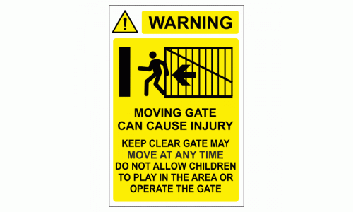 Warning Moving gate can cause injury sign