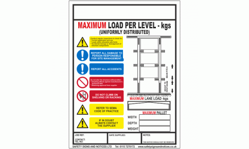 Maximum Load Per Level Sign