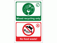 Mixed Recycling Only No Food Waste Sign