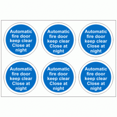 Automatic Fire Door Keep Clear Close At Night Stickers