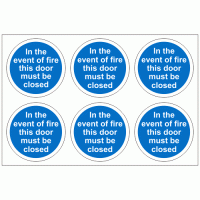 In the event of fire this door must be closed stickers