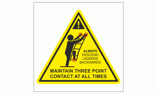 Maintain Three Point Contact At All Times - Always decend ladders backwards