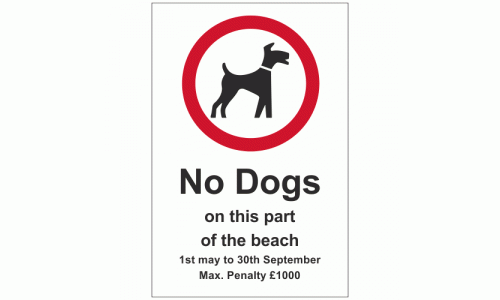 No dogs on this part of the beach sign