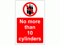 No more than 10 cylinders sign
