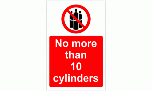 No more than 10 cylinders sign