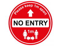 No entry 1m social distancing sign