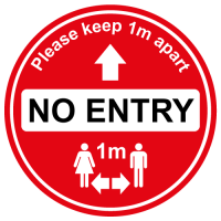 No entry 1m social distancing sign