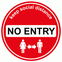 No entry social distancing sign