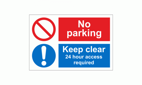 No parking Keep clear 24 hour access required sign