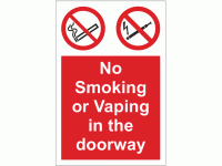No smoking or vaping in the doorway sign
