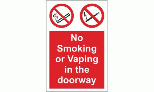 No smoking or vaping in the doorway sign