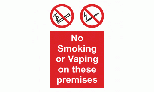 No Smoking or Vaping on these premises sign