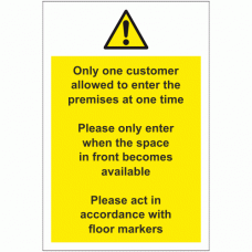Social Distancing Sticker - Only one customer allowed to enter the premises at one time sign