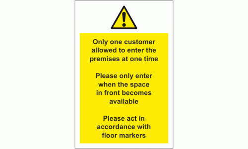 Social Distancing Sticker - Only one customer allowed to enter the premises at one time sign