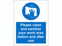 Please clean and sanitise your work a...