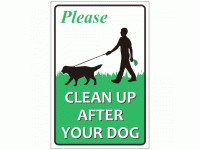 Please clean up after your dog sign