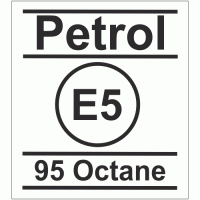Unleaded Petrol E5 95 Octane Petrol Pump Sign
