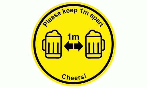Social Distancing Signs - Beer Please Keep 1m Apart Anti-Slip Floor Marker