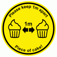 Social Distancing Signs - Cupcake Please Keep 1m Apart Anti-Slip Floor Marker