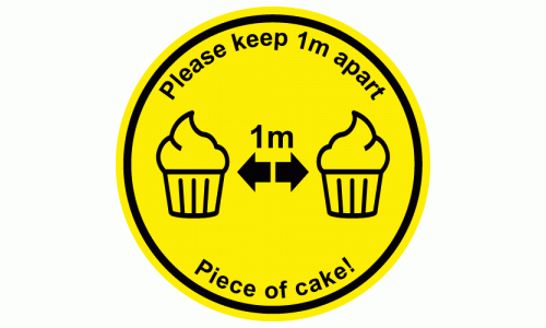 Social Distancing Signs - Cupcake Please Keep 1m Apart Anti-Slip Floor Marker