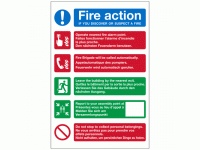 Fire action multi-lingual sign