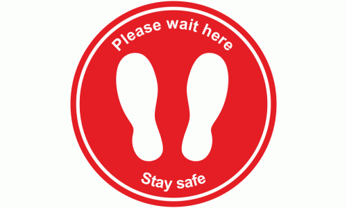 Social Distancing Signs - Please Wait Here Anti-Slip Floor Marker