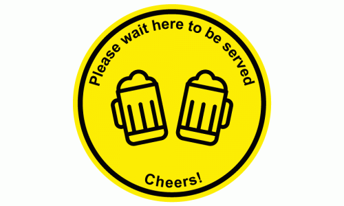 Please wait here to be served - Beer pint social distancing floor sign