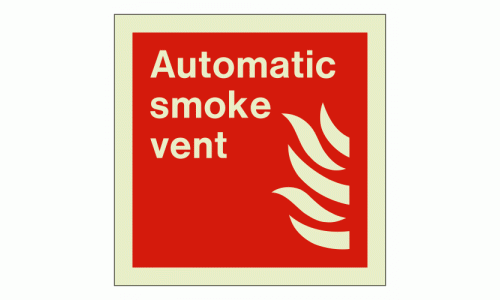 Automatic smoke vent sign Rigid Photoluminescent