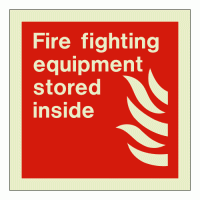Fire fighting equipment stored inside sign Rigid Photoluminescent