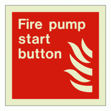 Fire pump start button sign Rigid Photoluminescent