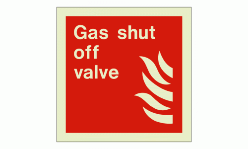 Gas shut off valve sign Rigid Photoluminescent