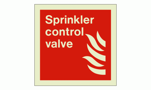 Sprinkler control valve sign Rigid Photoluminescent