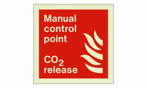 Manual control point CO2 release sign Rigid Photoluminescent