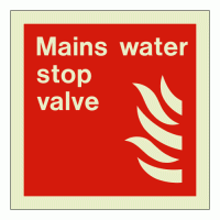 Mains water stop valve sign Rigid Photoluminescent
