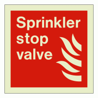 Sprinkler stop valve sign Rigid Photoluminescent