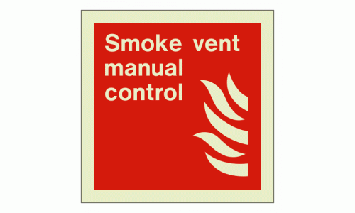 Smoke vent manual control sign Rigid Photoluminescent